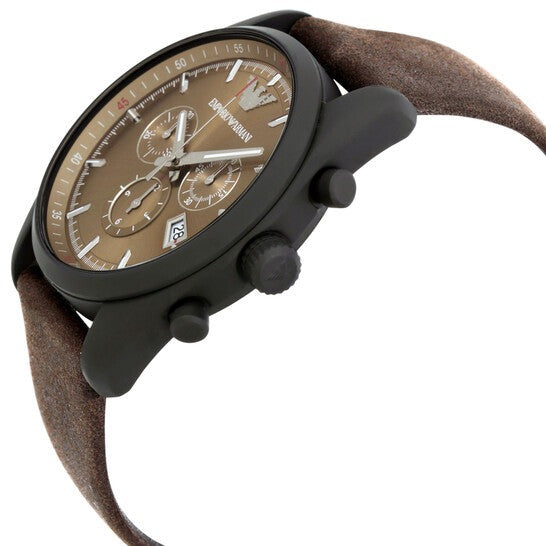 Emporio Armani Sportivo Chronograph Beige Dial Brown Leather Strap Watch For Men - AR6078 Buy Now By Emporio Armani