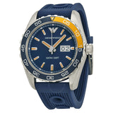 Emporio Armani Sportivo Chronograph Quartz Blue Dial Blue Rubber Strap Watch For Men - AR6045 Buy Now By Emporio Armani