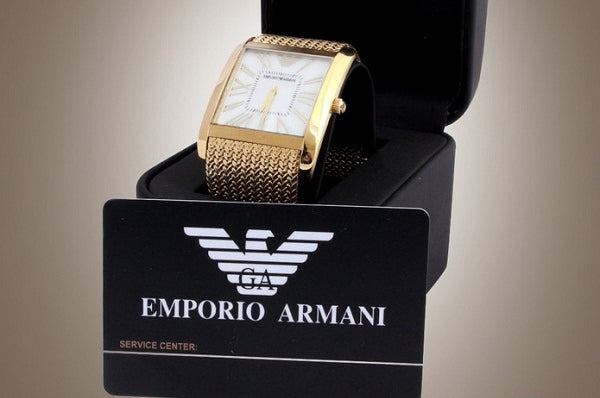 Emporio Armani Super Slim Quartz White DIal Gold Mesh Bracelet Watch For Women - AR2017 Buy Now By Emporio Armani