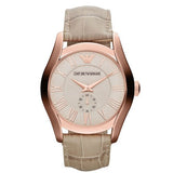 Emporio Armani Valente Analog Beige Dial Beige Leather Strap Watch For Men - AR1667 Buy Now By Emporio Armani
