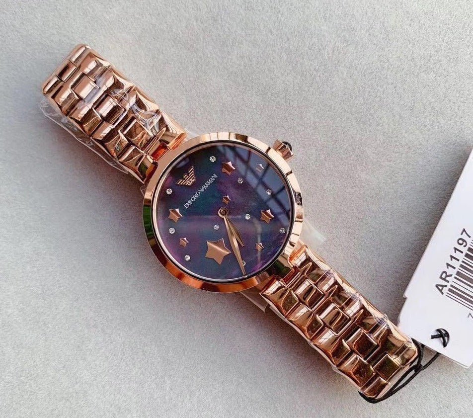 Emporio Armani Arianna Black Dial Rose Gold Stainless Steel Watch For Women - AR11197 Buy Now By Emporio Armani