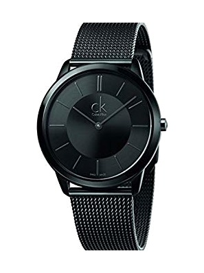 Calvin Klein Minimal Black Dial Black Mesh Bracelet Watch for Men - K3M224B1 Buy Now By Calvin Klein