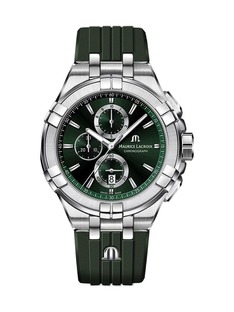Maurice Lacroix Aikon Chronograph Green Dial Green Rubber Strap Watch for Men - AI1018-SS000-630-5 Buy Now By Maurice Lacroix