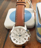 Fossil Grant Chronograph White Dial Brown Leather Strap Watch for Men - FS5060 Buy Now By Fossil