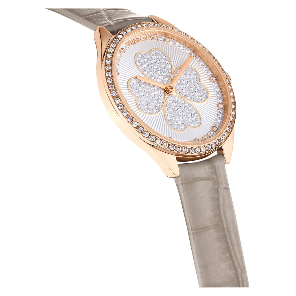Swarovski Attract Clover Crystals Silver Dial Grey Leather Strap Watch for Women - 5653350 Buy Now By Swarovski