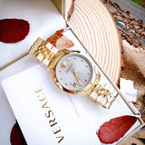 Versace Audrey Quartz Grey Dial Gold Steel Strap Watch for Women - VELR00719 Buy Now By Versace