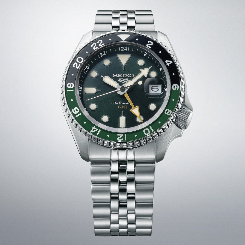 Seiko 5 Sports SKX GMT Automatic Green Dial Silver Steel Strap Watch For Men - SSK035K1 Buy Now By Seiko