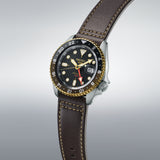 Seiko 5 Sports SKX GMT Automatic Mocha Black Dial Brown Leather Strap Watch For Men - SSK036K1 Buy Now By Seiko