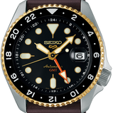 Seiko 5 Sports SKX GMT Automatic Mocha Black Dial Brown Leather Strap Watch For Men - SSK036K1 Buy Now By Seiko