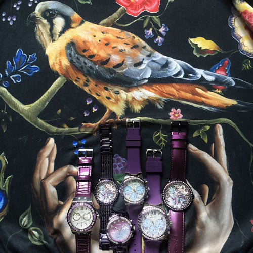 Guess Confetti Diamonds Purple Dial Purple Steel Strap Watch for Women - W0774L4 Buy Now By Guess