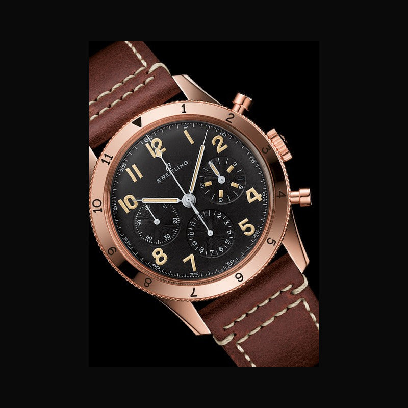Breitling Avi 1953 Edition Black Dial Brown Leather Strap Watch for Men - RB0920131B1X1 Buy Now By Breitling