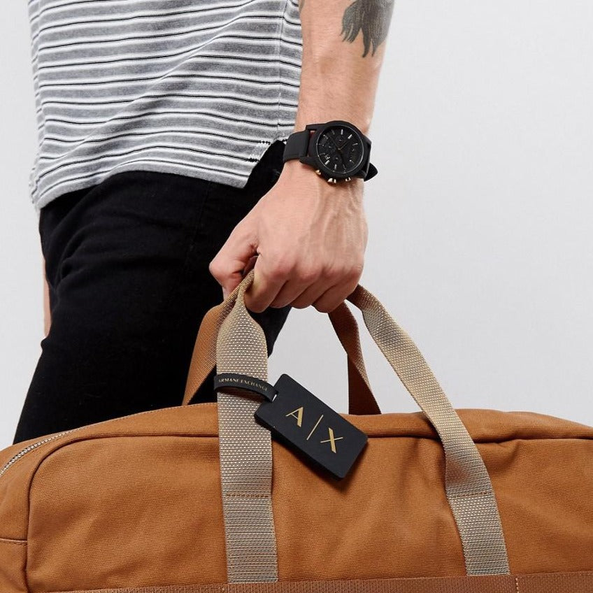 Armani Exchange Outerbanks Chronograph Black Dial Black Steel Strap Watch For Men - AX7105 Buy Now By Armani Exchange