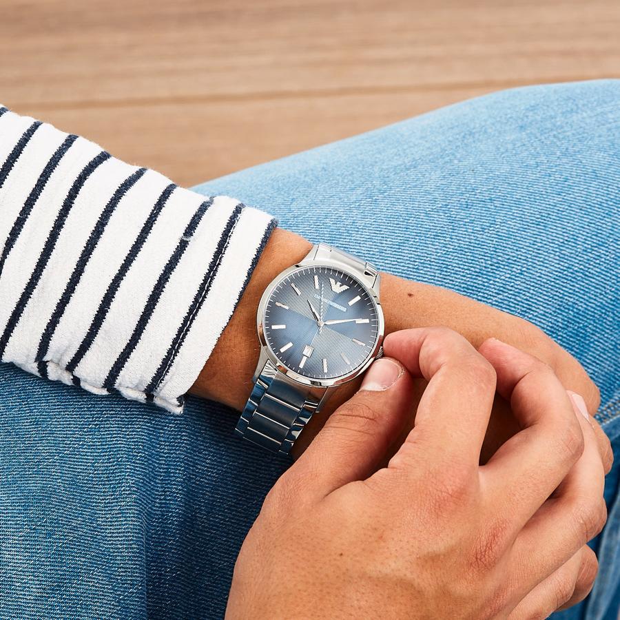 Emporio Armani Renato Blue Dial Silver Steel Strap Watch For Men - AR2472 Buy Now By Emporio Armani