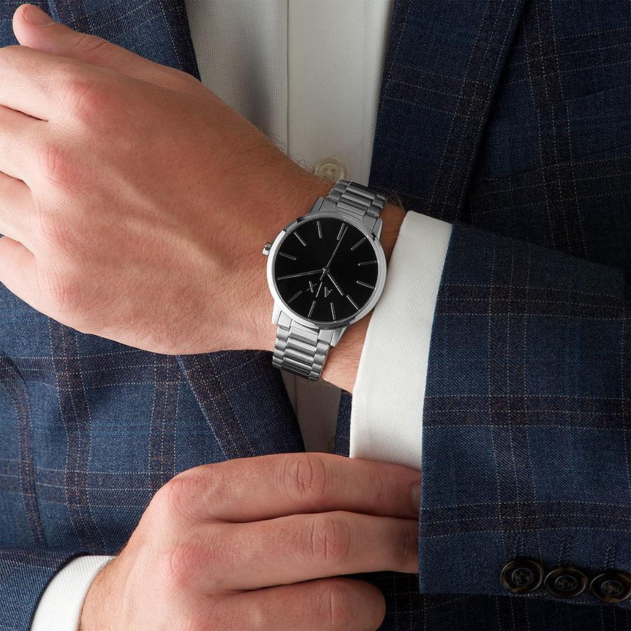 Armani Exchange Cayde Analog Black Dial Silver Steel Strap Watch For Men - AX2700 Buy Now By Armani Exchange