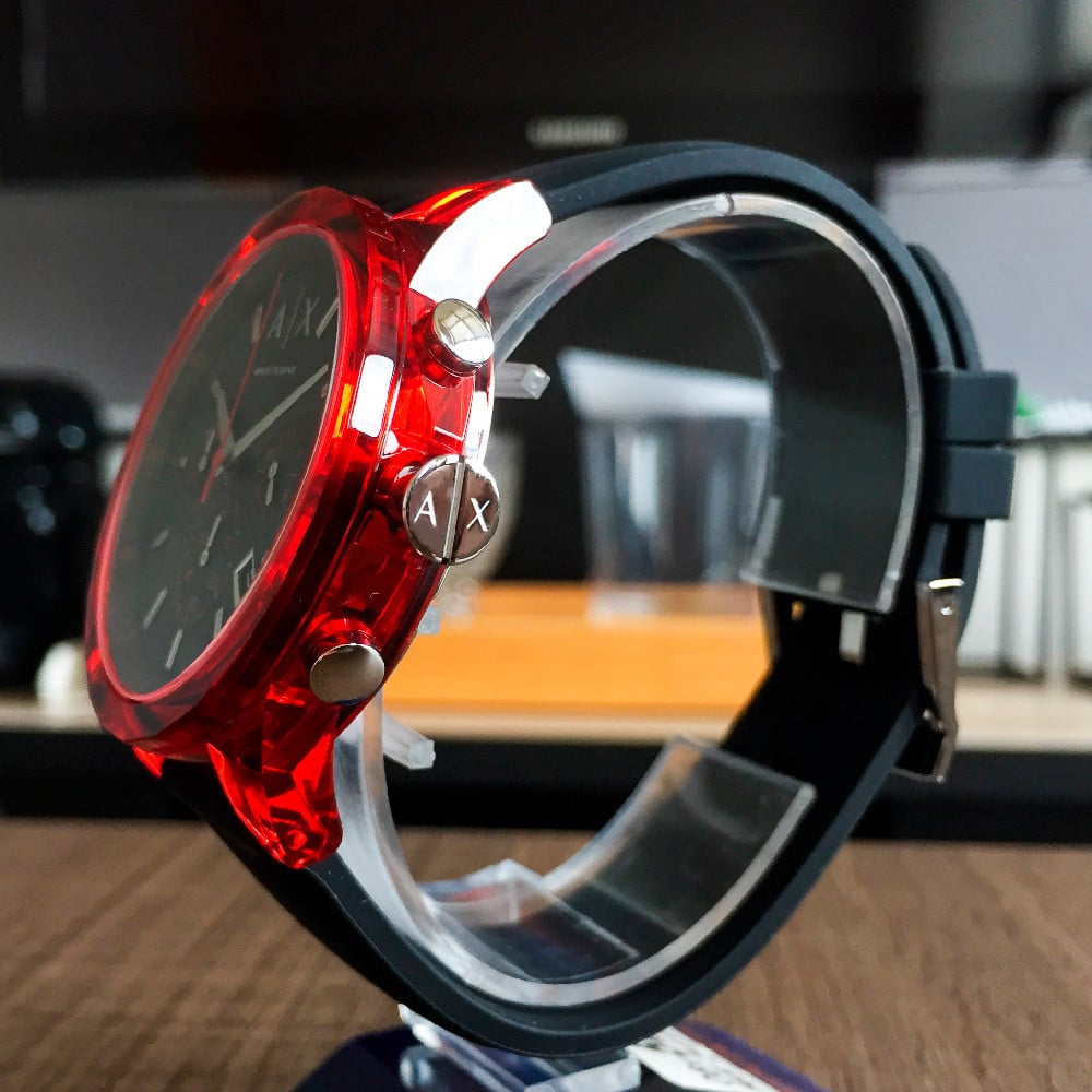 Armani Exchange Outerbanks Chronograph Black Dial Black Silicone Strap Watch For Men - AX1338 Buy Now By Armani Exchange