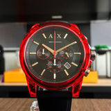 Armani Exchange Outerbanks Chronograph Black Dial Black Silicone Strap Watch For Men - AX1338 Buy Now By Armani Exchange