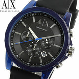 Armani Exchange Outerbanks Chronograph Black Dial Black Silicone Strap Watch For Men - AX1339 Buy Now By Armani Exchange