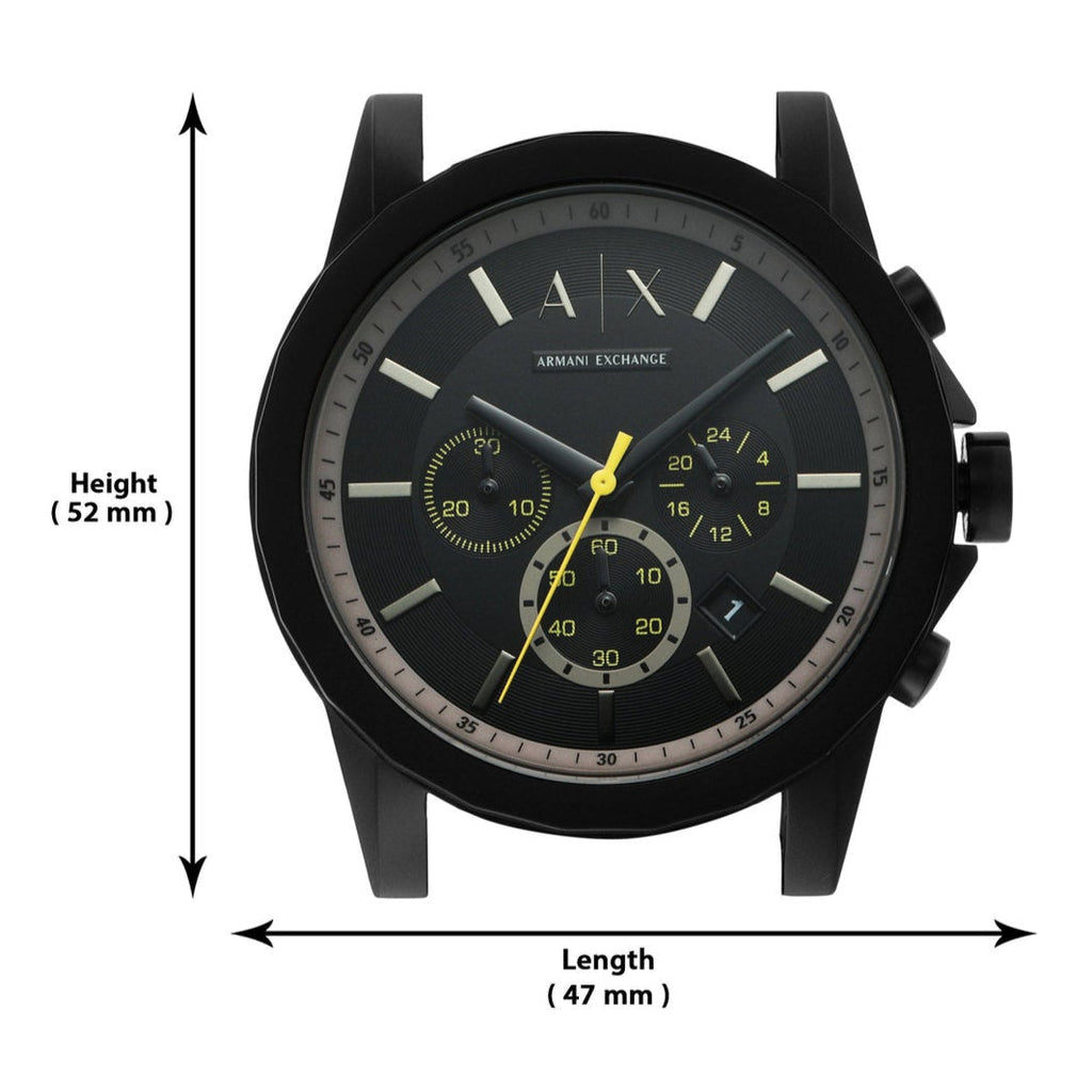 Armani Exchange Outerbanks Chronograph Black Dial Black Silicone Strap Watch For Men - AX1343 Buy Now By Armani Exchange