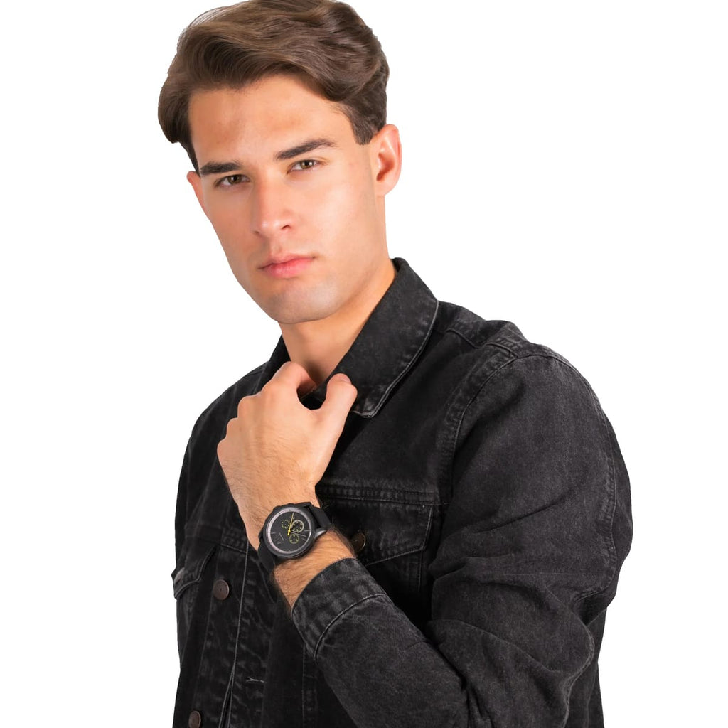 Armani Exchange Outerbanks Chronograph Black Dial Black Silicone Strap Watch For Men - AX1343 Buy Now By Armani Exchange
