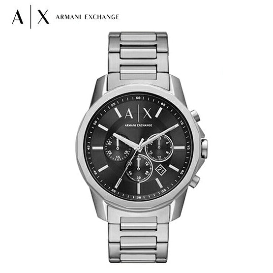Armani Exchange Banks Chronograph Black Dial Silver Steel Strap Watch For Men - AX1720 Buy Now By Armani Exchange