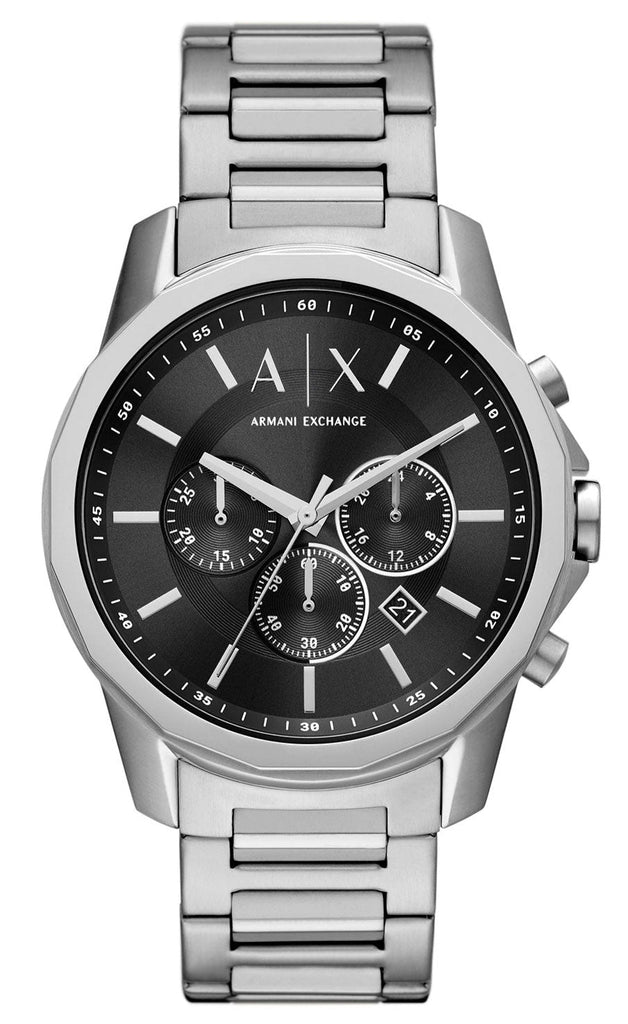 Armani Exchange Banks Chronograph Black Dial Silver Steel Strap Watch For Men - AX1720 Buy Now By Armani Exchange