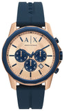 Armani Exchange Hampton Chronograph Rose Gold Dial Blue Silicone Strap Watch For Men - AX1730 Buy Now By Armani Exchange
