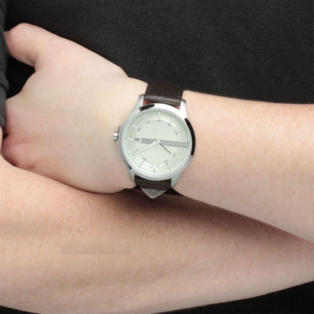 Armani Exchange Whitman Silver Dial Brown Leather Strap Watch For Men - AX2100 Buy Now By Armani Exchange