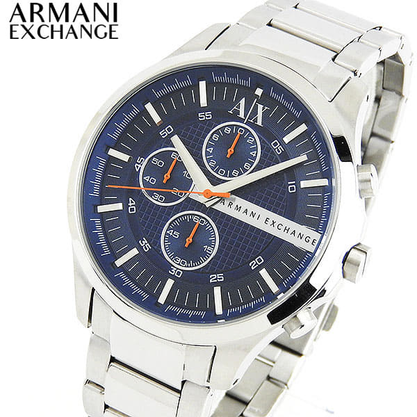 Armani Exchange Hampton Chronograph Blue Dial Silver Steel Strap Watch For Men - AX2155 Buy Now By Armani Exchange