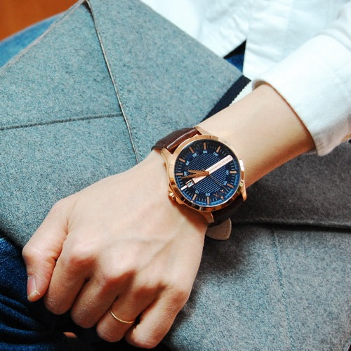 Armani Exchange Hampton Chronograph Blue Dial Brown Leather Strap Watch For Men - AX2172 Buy Now By Armani Exchange