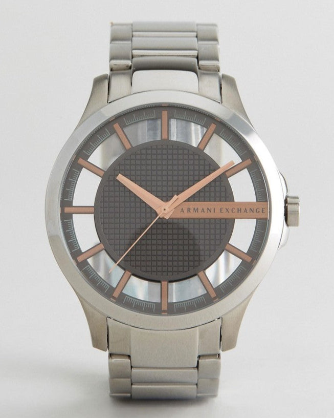 Armani Exchange Hampton Chronograph Skeleton Black Dial Silver Steel Strap Watch For Men - AX2199 Buy Now By Armani Exchange