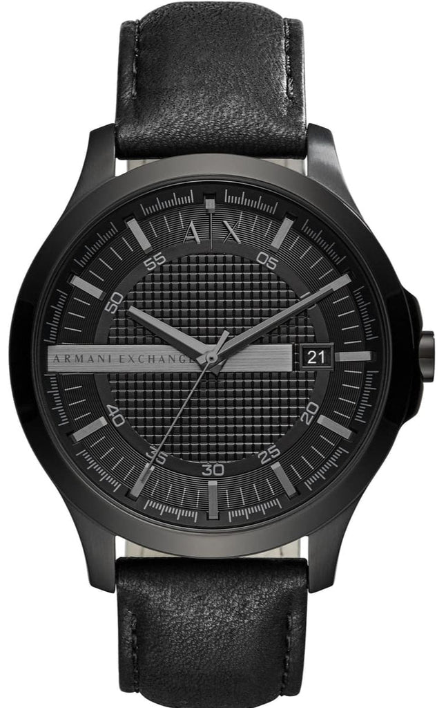 Armani Exchange Hampton Chronograph Black Dial Black Leather Strap Watch For Men - AX2400 Buy Now By Armani Exchange