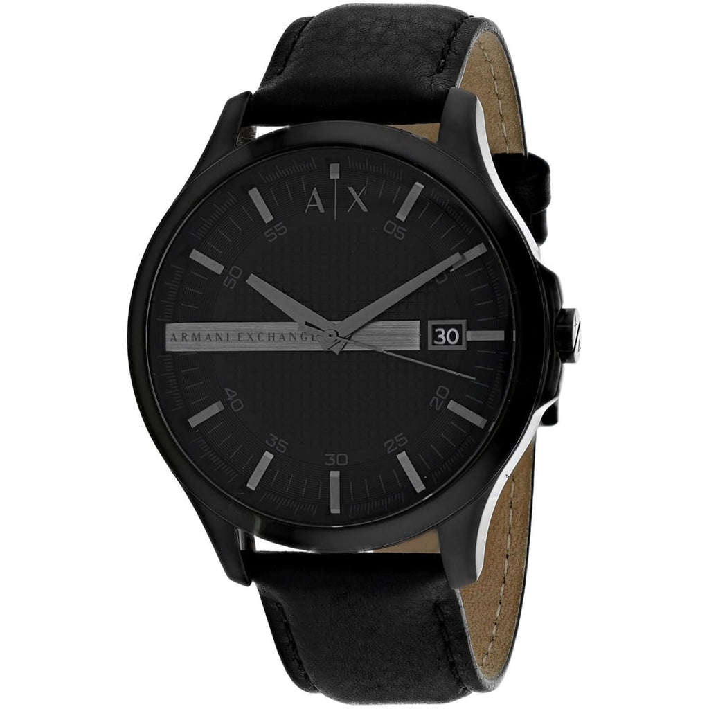 Armani Exchange Hampton Chronograph Black Dial Black Leather Strap Watch For Men - AX2400 Buy Now By Armani Exchange