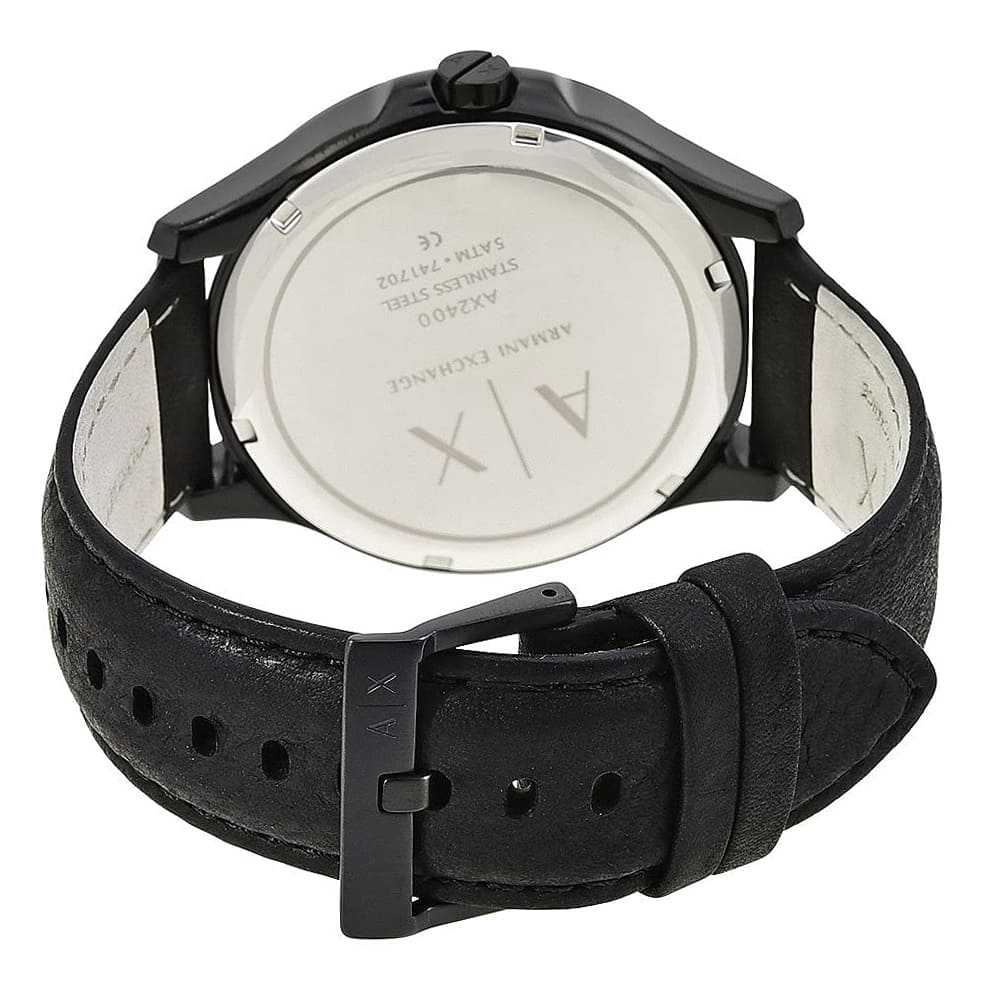Armani Exchange Hampton Chronograph Black Dial Black Leather Strap Watch For Men - AX2400 Buy Now By Armani Exchange