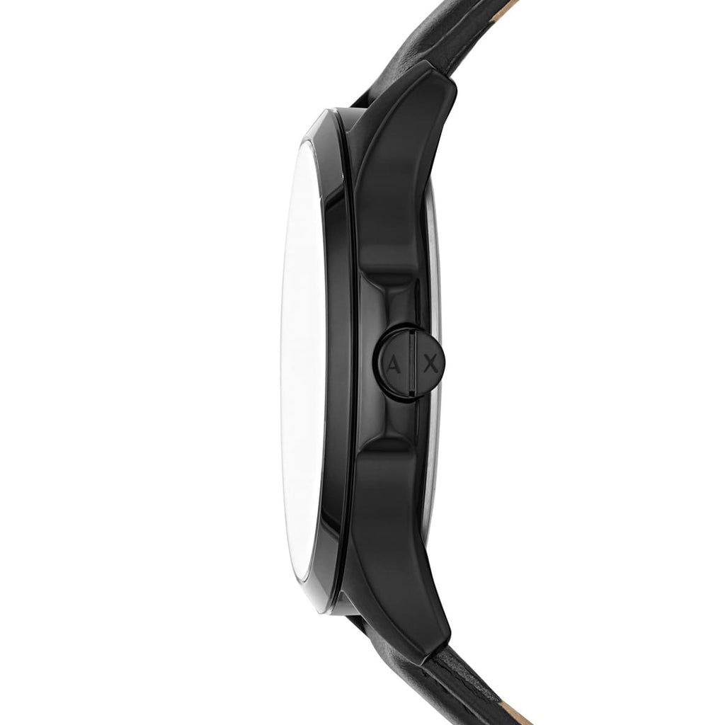 Armani Exchange Hampton Quartz Blue Dial Black Leather Strap Watch for Men - AX2411 Buy Now By Armani Exchange