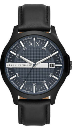Armani Exchange Hampton Quartz Blue Dial Black Leather Strap Watch for Men - AX2411 Buy Now By Armani Exchange