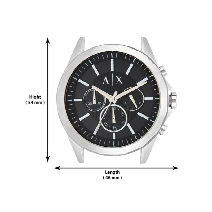 Armani Exchange Drexler Chronograph Black Dial Silver Steel Strap Watch for Men - AX2600 Buy Now By Armani Exchange