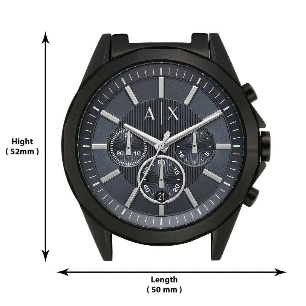 Armani Exchange Drexler Chronograph Black Dial Black Steel Strap Watch For Men - AX2639 Buy Now By Armani Exchange