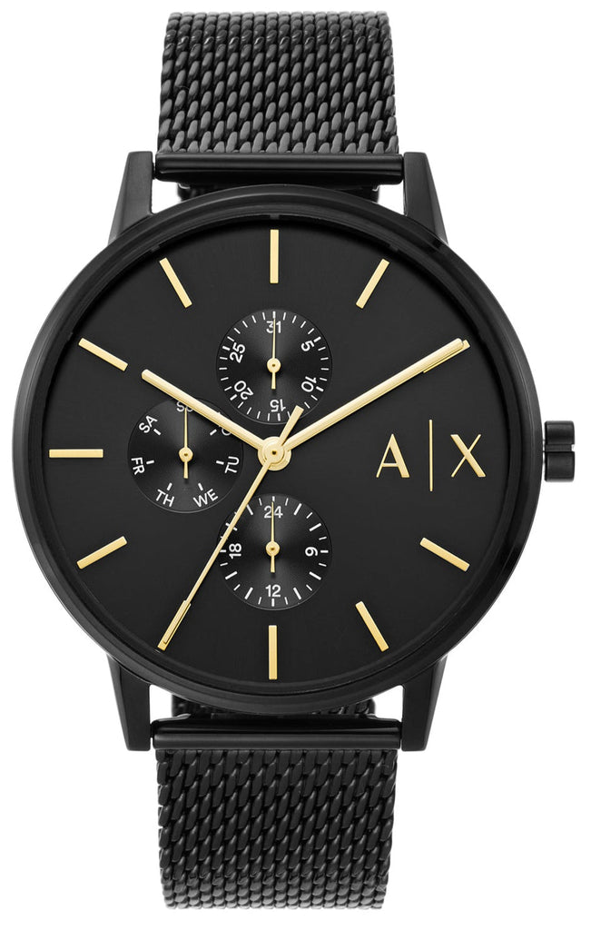 Armani Exchange Cayde Chronograph Black Dial Black Mesh Strap Watch For Men - AX2716 Buy Now By Armani Exchange
