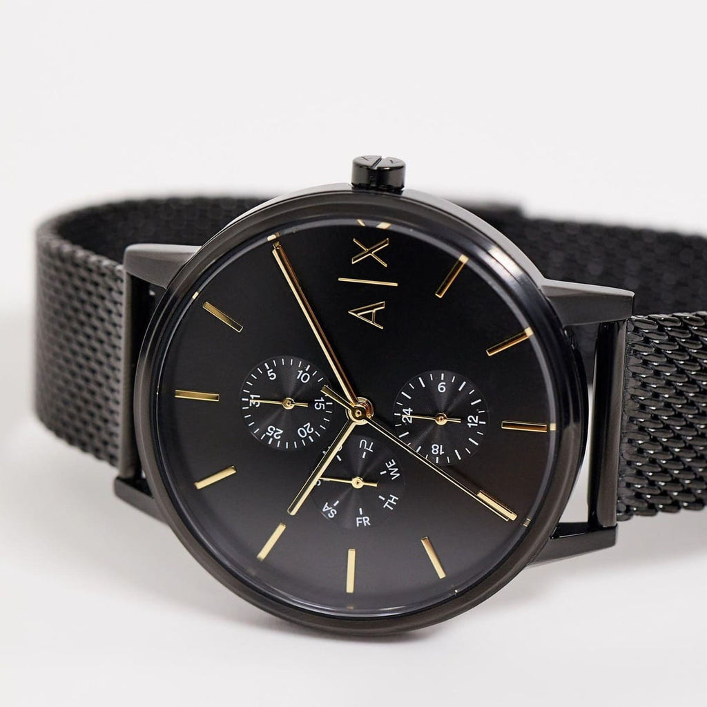 Armani Exchange Cayde Chronograph Black Dial Black Mesh Strap Watch For Men - AX2716 Buy Now By Armani Exchange