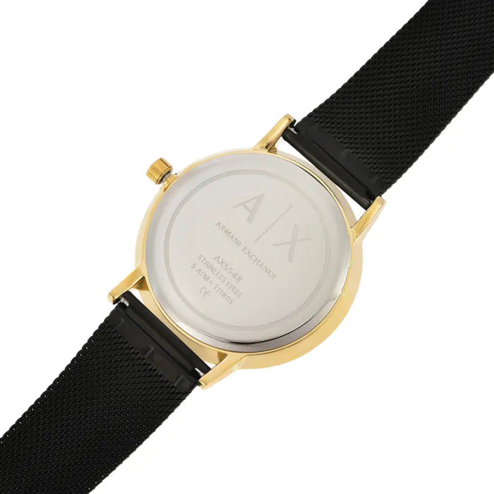 Armani Exchange Lola Three Hand Black Dial Black Mesh Strap Watch For Women - AX5548 Buy Now By Armani Exchange