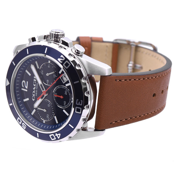 Coach Kent Chronograph Blue Dial Brown Leather Strap Watch for Men - 14602560 Buy Now By Coach