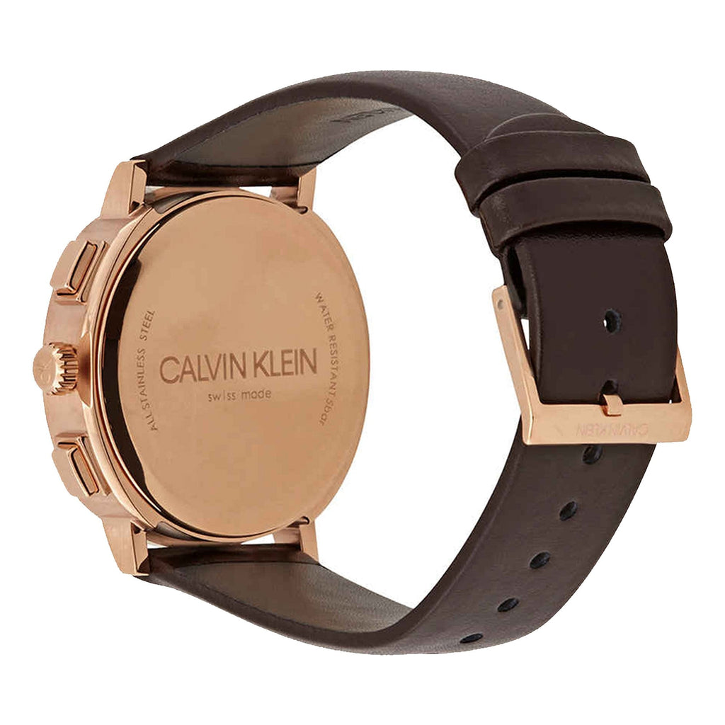 Calvin Klein Posh Chronograph White Dial Brown Leather Strap Watch for Men - K8Q376G6 Buy Now By Calvin Klein