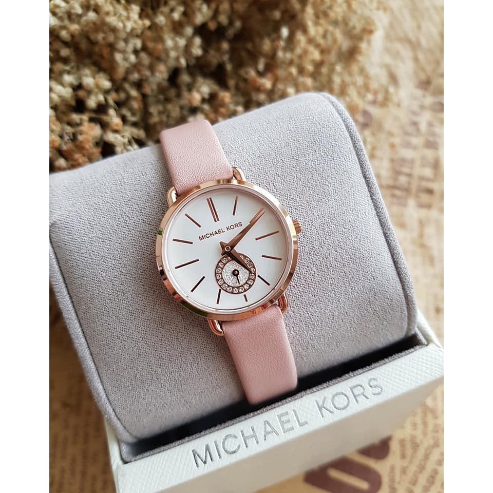 Michael Kors Petite Portia Silver Dial Pink Rubber Strap Watch For Women - MK2735 Buy Now By Michael Kors
