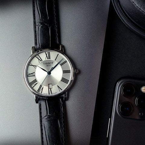 Tissot Carson Premium Silver Dial Black Leather Strap Watch For Men - T122.410.16.033.00 Buy Now By Tissot
