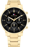 Tommy Hilfiger Tyson Chronograph Black Dial Gold Steel Strap Watch For Men - 1710589 Buy Now By Tommy Hilfiger