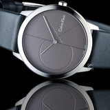 Calvin Klein Minimal Grey Dial Black Leather Strap Watch for Men - K3M221C3 Buy Now By Calvin Klein
