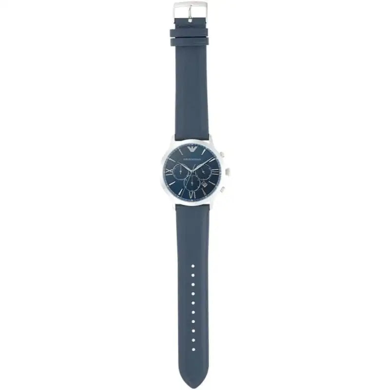 Emporio Armani Giovanni T Bar Chronograph Quartz Blue Dial Blue Leather Strap Watch For Men - AR11226 Buy Now By Emporio Armani