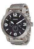 Fossil Nate Chronograph Black Dial Silver Steel Strap Watch for Men - JR1353 Buy Now By Fossil
