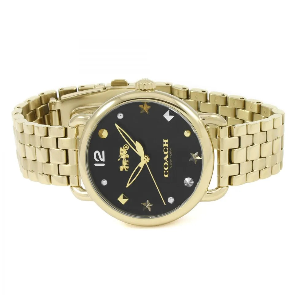 Coach Delancey Black Dial Gold Steel Strap Watch for Women - 14502813 Buy Now By Coach