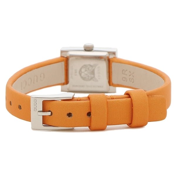 Gucci G-Frame Square Mother of Pearl Orange Dial Orange Leather Strap Watch For Women - YA128532 Buy Now By Gucci